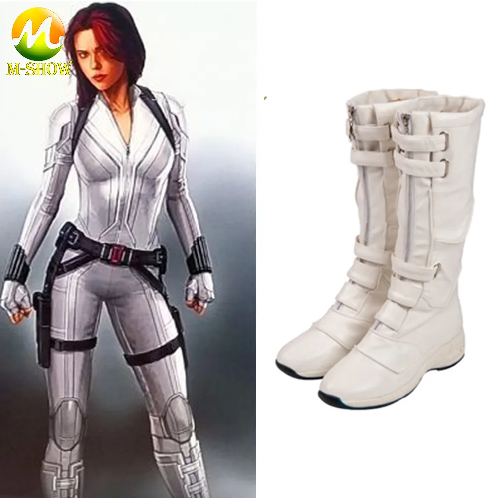 

Black Widow White Costume Boots Halloween Cosplay Superhero Black Widow Shoes White Leather Boots Natasha Romanoff Cosplay shoes