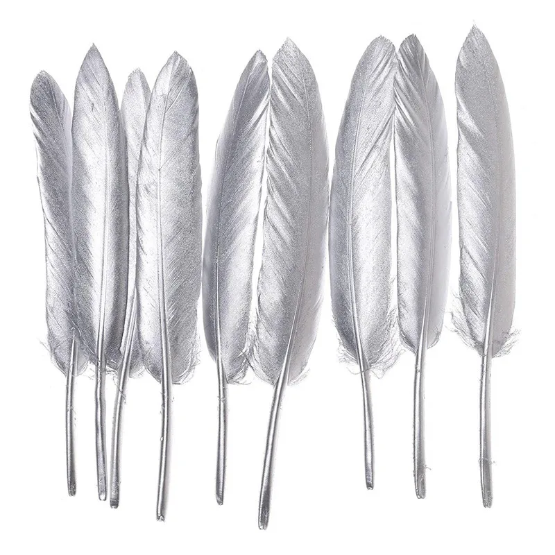 Красивых серебряных утиных Feather10-100-500pcs10-15cm DIY Декор Перья для изготовления ювелирных изделий плюсы и перья для рукоделия