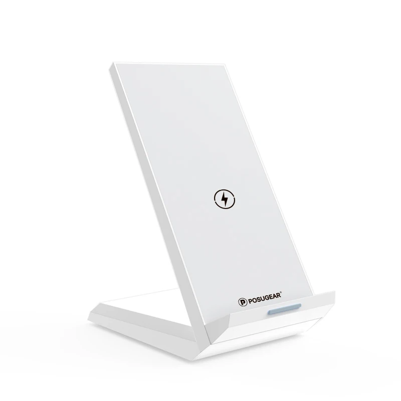Posugear 15 Вт Беспроводное зарядное устройство Подставка для телефона настольная зарядка Настольный держатель для iPhone X XS 8 11 Pro samsung s10 s9 s8 Быстрая зарядка - Цвет: white