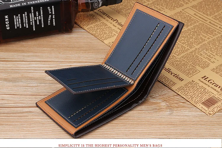 Luxury Brand Men Wallet Leather Vintage Short Wallets Business Bifold Purse Man Slim Credit Card Holder Front Pocket Money Bag