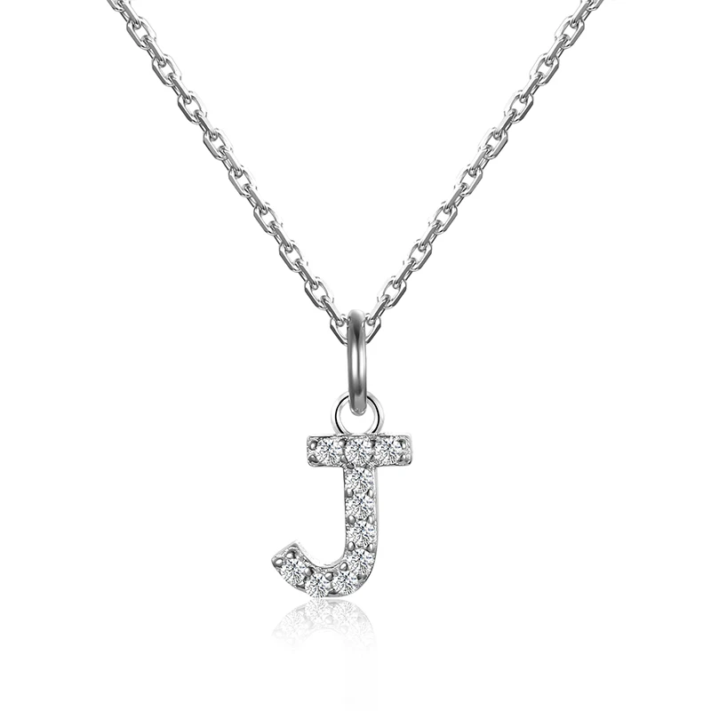 Эксклюзивная буква A-Z цепочка серебро 925 проба для женшин серебряные цепи цепочка украшение на шею Блестящий циркон ожерелья ювелирные изделия necklace silver 925 - Цвет камня: J Necklaces
