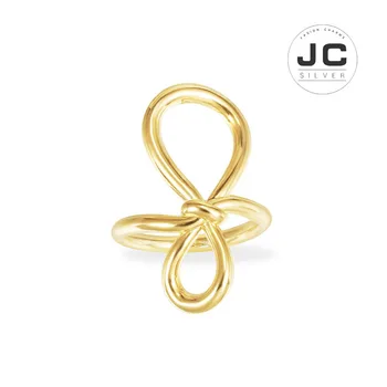 

New Fashion Charms Silver 925 Original Engraving, Yellow Silver Knot Twist Ring For Women With Mono Logo Glamour Zircon Jewelry