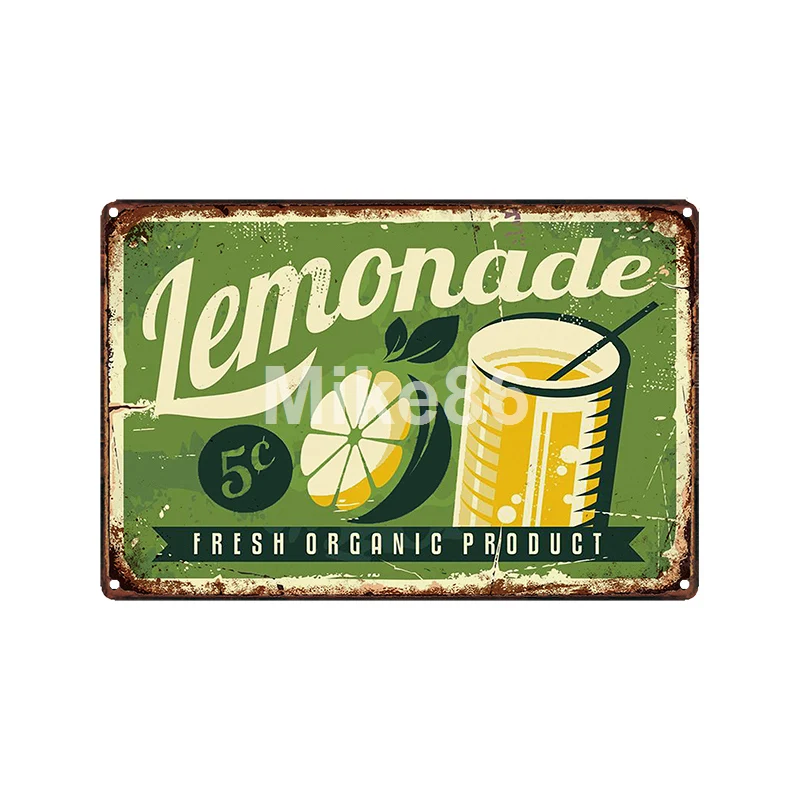 [Mike86] Летний Пляжный постер LEMONAD с металлическими знаками винтажный рисунком