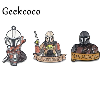 

10pcs/lot J1288 Cartoon Enamel Pins Badge On Backpack Mandalorian Master Brooch Pins For Clothes Broche For Schoolbag