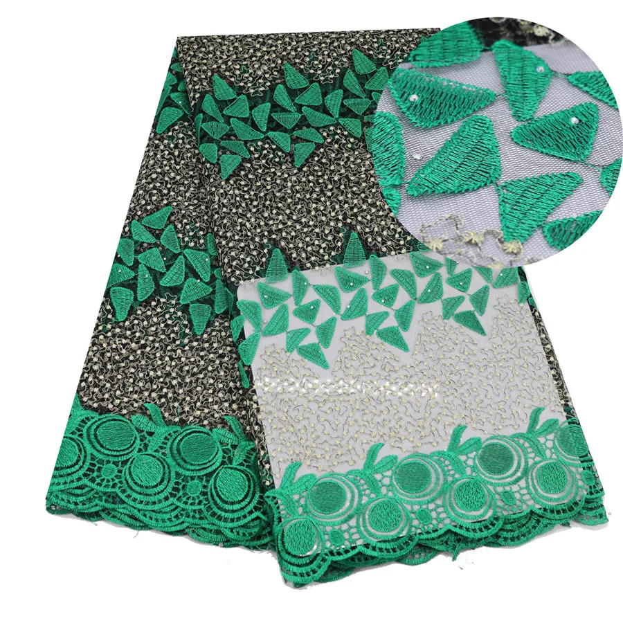 

Green African Lace Fabric Embroidered Nigerian Laces Fabric High Quality French Tulle Lace Fabric For Wedding