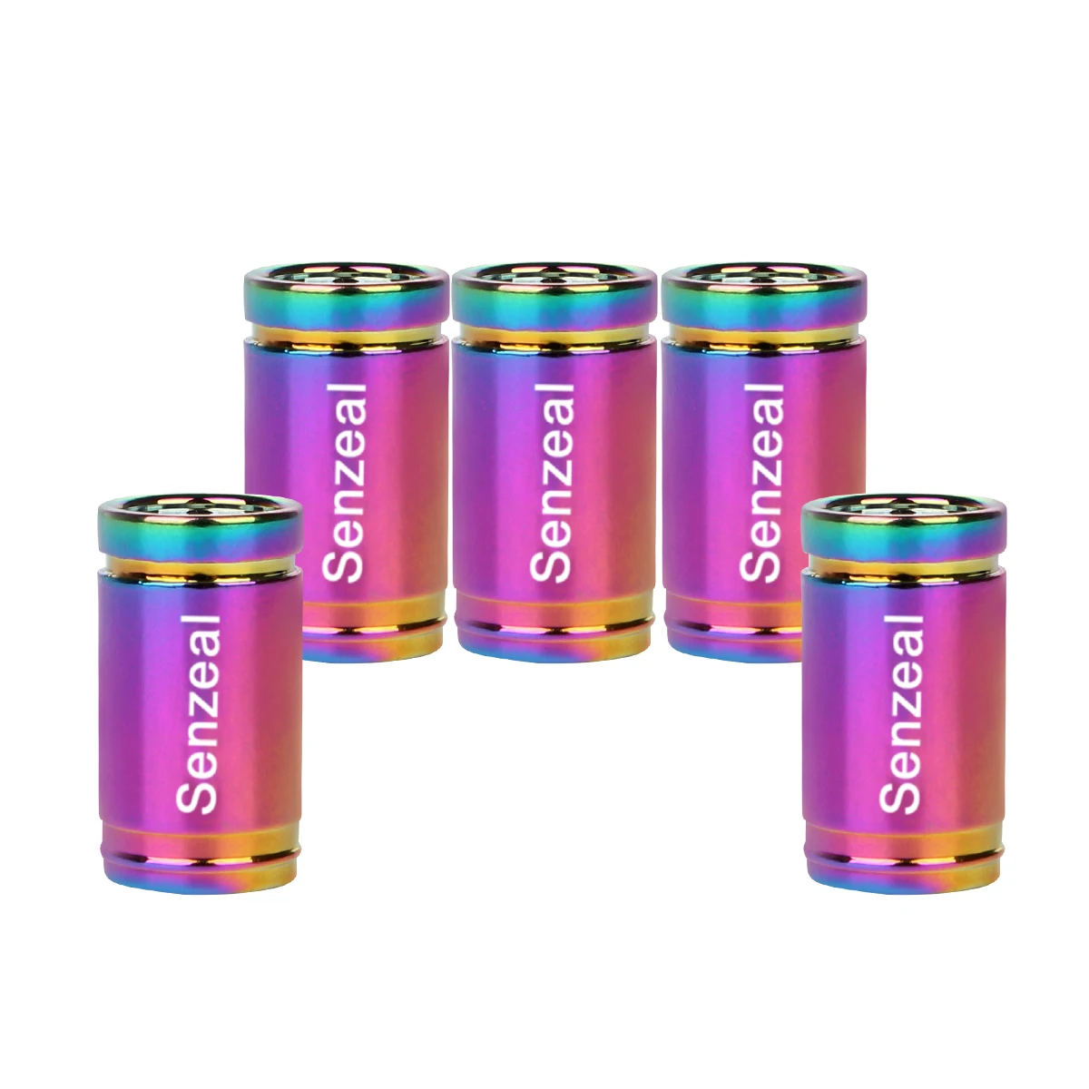 SENZEAL 5pcs Grenade Bomb Dust Caps Aluminum Alloy Valve Stem Covers Colorful 
