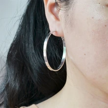 Звезда Широкий Простой большой круг обруч серьги для женщин Преувеличение личности золото серебро черный круглый Молодежный студентка