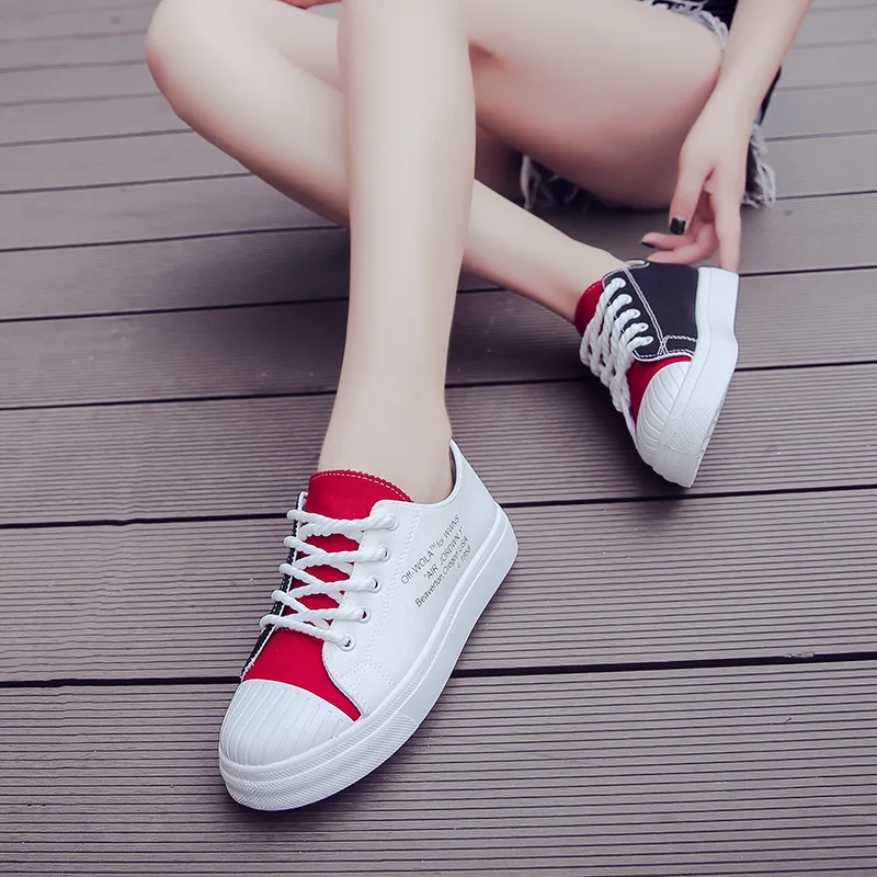 

2018 Summer WOMEN'S Thin Shoes Korean-style New Style Low-Cut Lace-up round-Toe Canvas Breathable Flat Heel STUDENT'S Shoes