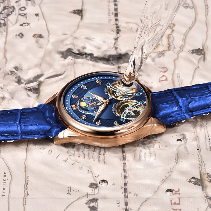Часы Reloj LIGE мужские с турбийоном швейцарские автоматические Модные механические
