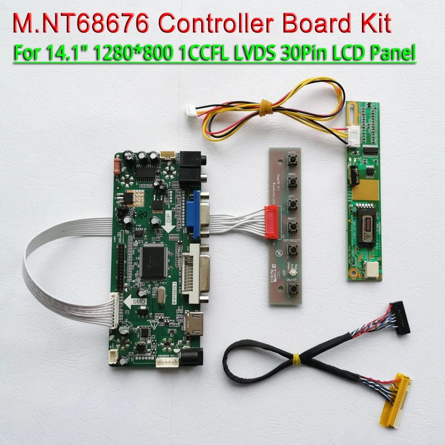 Для CLAA141WB02 CLAA141WB03 CLAA141WB05A HDMI+ VGA+ DVI 14," 1 CCFL инвертор 1280*800 LVDS 30Pin M. NT68676 ЖК-контроллер