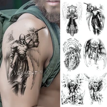 

Skull Viking Samurai Warrior Temporary Tattoo Sticker Ares Waterproof Tatto Hero Wings Body Art Arm Fake Tatoo Men Women