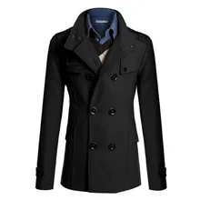 Зимний тренчкот дизайнерская Толстая Теплая Повседневная Готическая приталенная мужская куртка-ветровка однотонная длинная куртка размера плюс