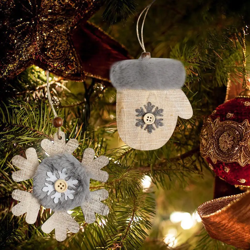 

Christmas Tree Star Bell Hat Wooden Plush Hanging Decor Christmas Decoration