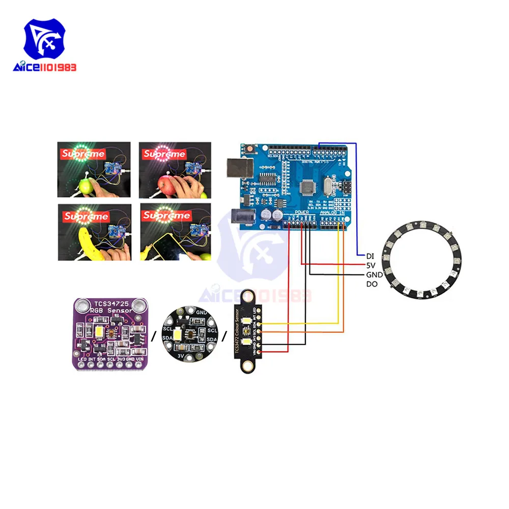 Diymore TCS34725 RGB светильник Цвет Сенсор модуль распознавания с инфракрасным фильтром