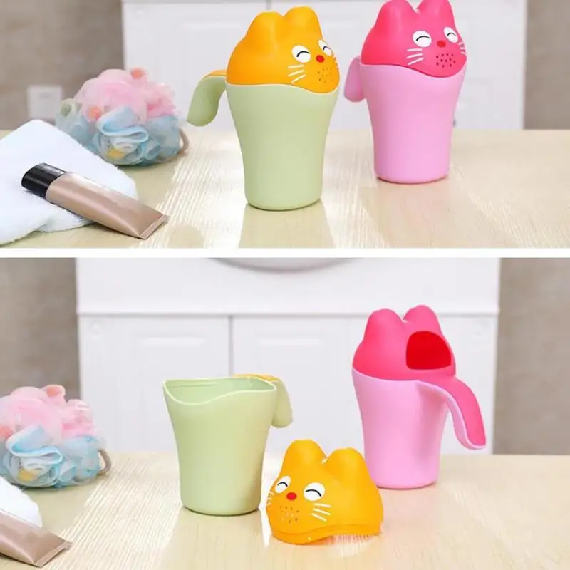 Мультфильм кошка Купание Душ чашка новорожденный детский шампунь Bailer воды ковш
