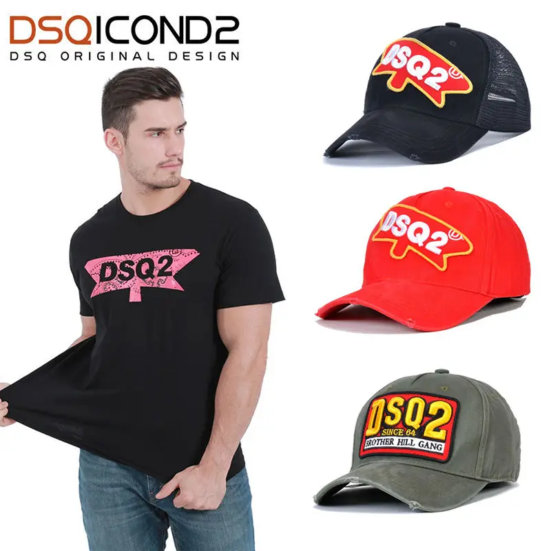 

DSQICOND2 Brand Casual T-shirts Print With DSQ2 Letter T-shirt For Men Women cotton Short Sleeve Tops With Baseball Cap Snapback