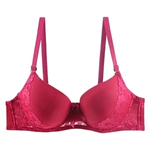 Z18WineRed PariFairy, глубокий v-образный вырез, сексуальный бюстгальтер, плюс размер, пуш-ап, бюстгальтеры с цветочной вышивкой, кружевное женское нижнее белье, чашечки из хлопка с пенопластом, 40C 42C 44C 46C 48C 50C - Цвет: Z18WineRed