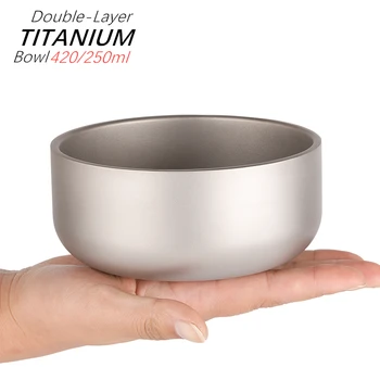 

Ultralight Pure Titanium Salad Bowl Soup Bowls Heat Insulated Double Walled Titanium Fruit Dessert Bowls for Snack Meal Prep