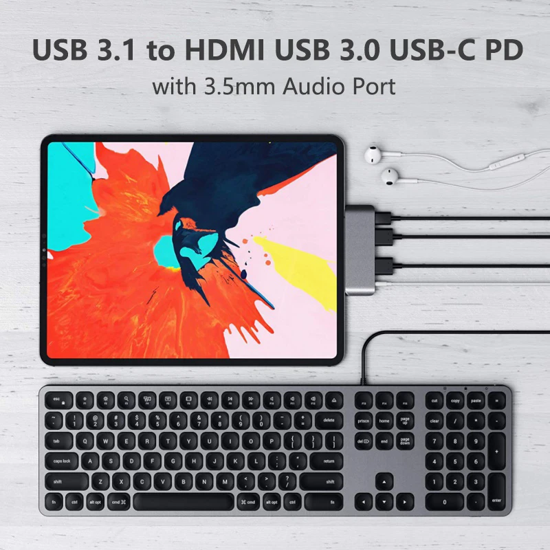 USB 3 1 to USB C PD Charging 4K HDMI USB 3 0 3 5mm Headphone Jack Charging 4K HDMI For Samsung Galaxy Note10 2019 iPad Pro