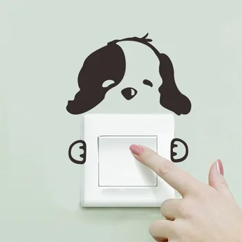 PVC New Kittens and Dogs Creative Cute Switch Stickers Notebook Stickers Toilet Stickers Kitchen Mobile Phone Wall Stickers