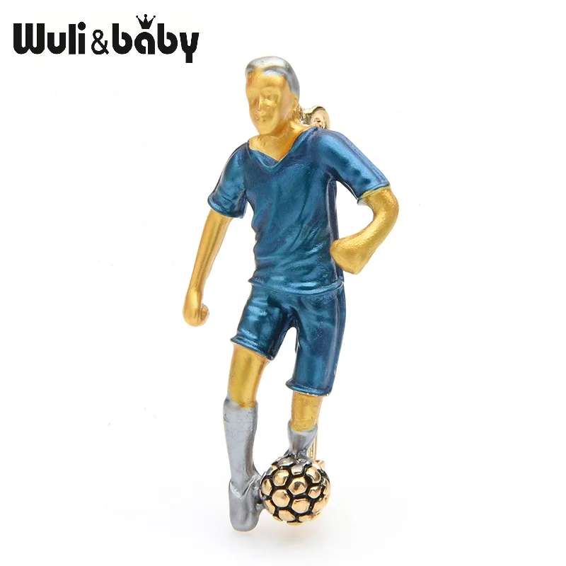 Wuli& baby, синие, красные броши для игры в футбол, для женщин и мужчин, сплав, эмаль, Спортивная мужская, командная, повседневная брошь, булавки, подарки