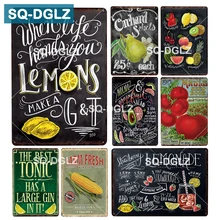 [SQ-DGLZ] лимонные фрукты металлический знак винтажный оловянный знак бар Настенный декор живопись таблички Искусство Плакат домашний декор живопись
