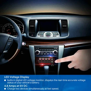 

USB Switch Panel For Car Boat Marine RV Truck Red IP67 Toggle Rocker Dual