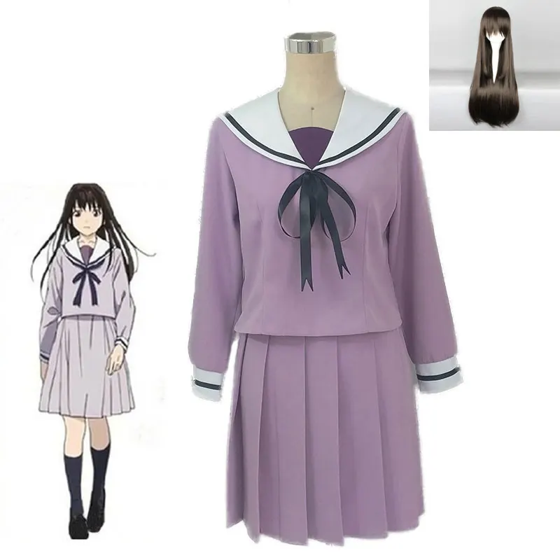 Hot Anime Noragami Yukine Iki Hiyori School Uniform Sailor Costume Cosplay Costumes Dress Wig |