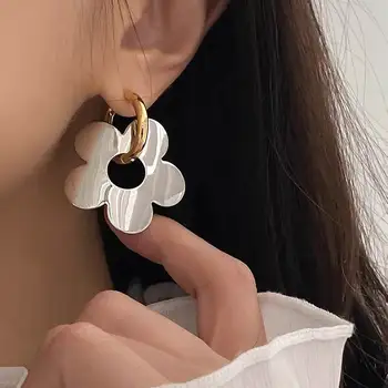 Statement Fashion Metallic Flower Earrings For Women Personality Temperament New Jewelry pendientes Wholesale