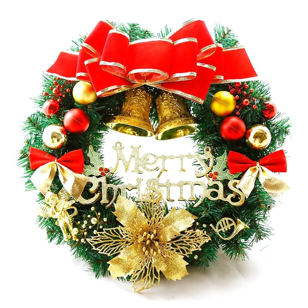 Рождественский декоративный венок 30 см, Рождественский венок, висящий на двери, рождественские подарки, рождественское кольцо, Рождественский венок из ПВХ