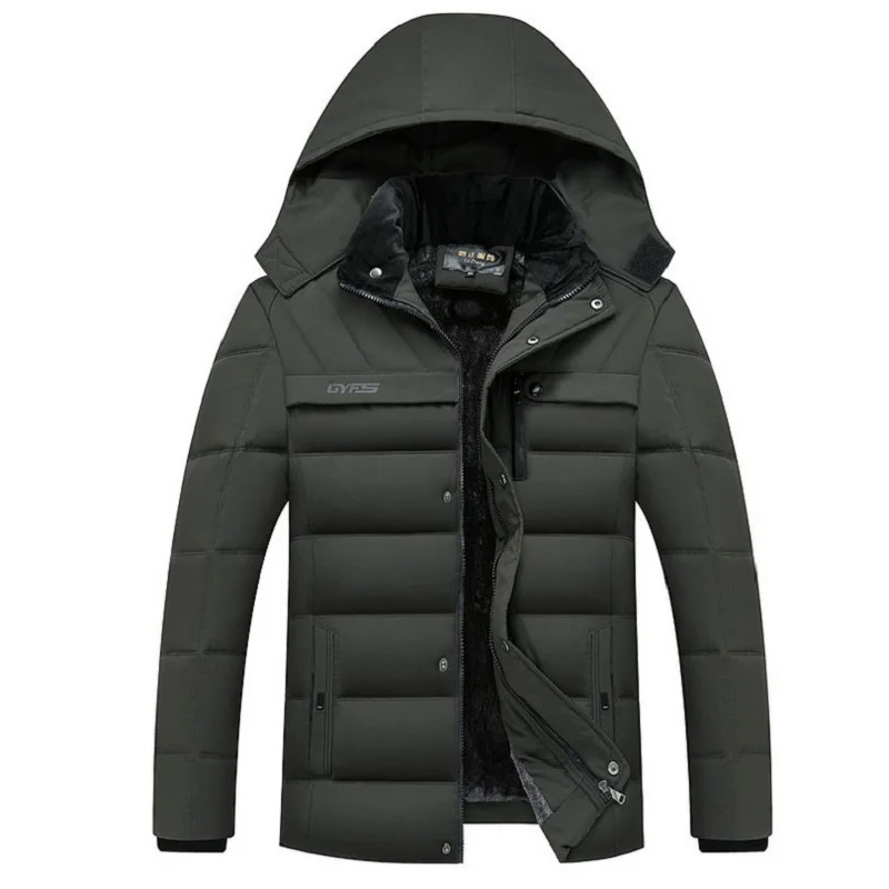Новая зимняя куртка для мужчин-15 градусов, утолщенная Теплая мужская парка с капюшоном, флисовое пальто, Повседневная ветровка, верхняя одежда, 4XL, Jaqueta Masculina - Цвет: Армейский зеленый
