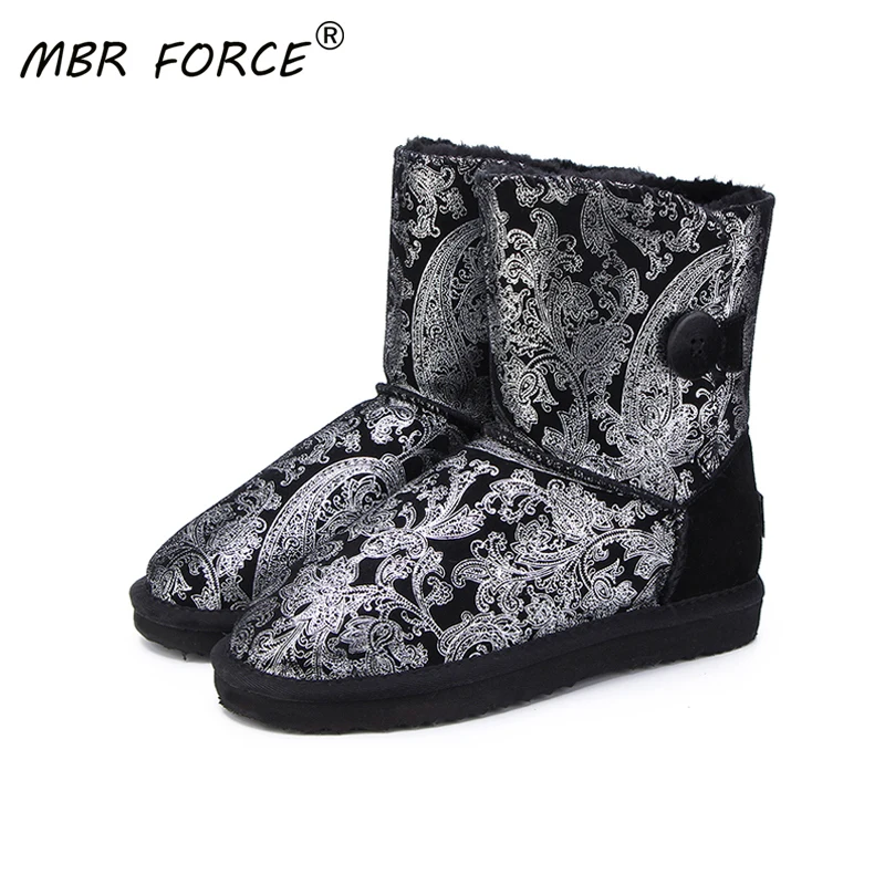 

MBR FORCE new Fashion Genuine Leather Classic pattern Hot Sale Women Snow Boots Boots Warm Winter girls Boots Woman Shoes Female