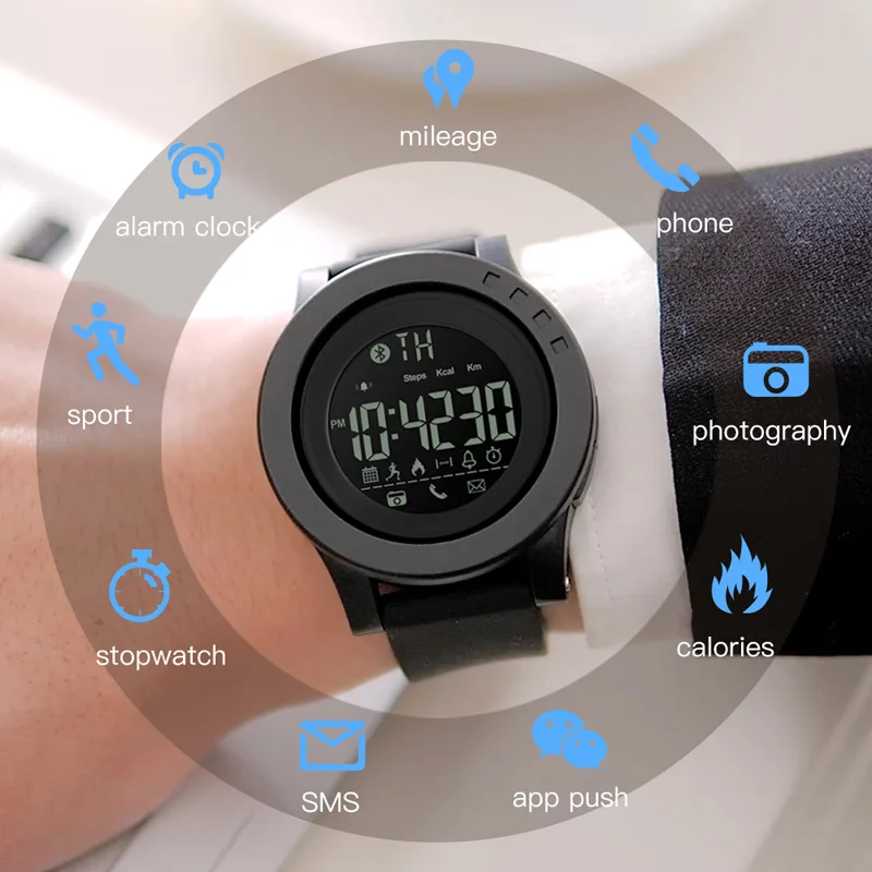 SKMEI Мужчины Спорт Смарт часы Функция шагомер калорий Bluetooth цифровые расстояние