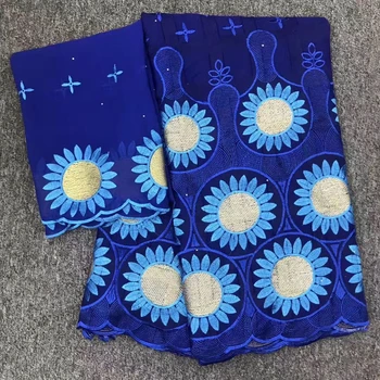 

Hot Selling African Cotton Lace Fabrics Nigerian French Embroidery Lace Swiss Pure Cotton Net Laces Fabrics 5+2Yard/Lot