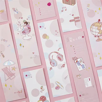

30 Pcs/Set Cool and Sweet Girl Paper Bookmark DIY Cute Pink Series Bookmarks Book Holder Message Card
