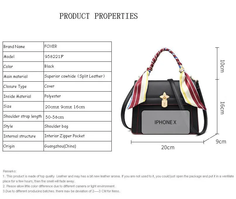 FOXER Women leather handbags designer bags famous brand women bags new luxury handbags women bags fashion cowhide bag