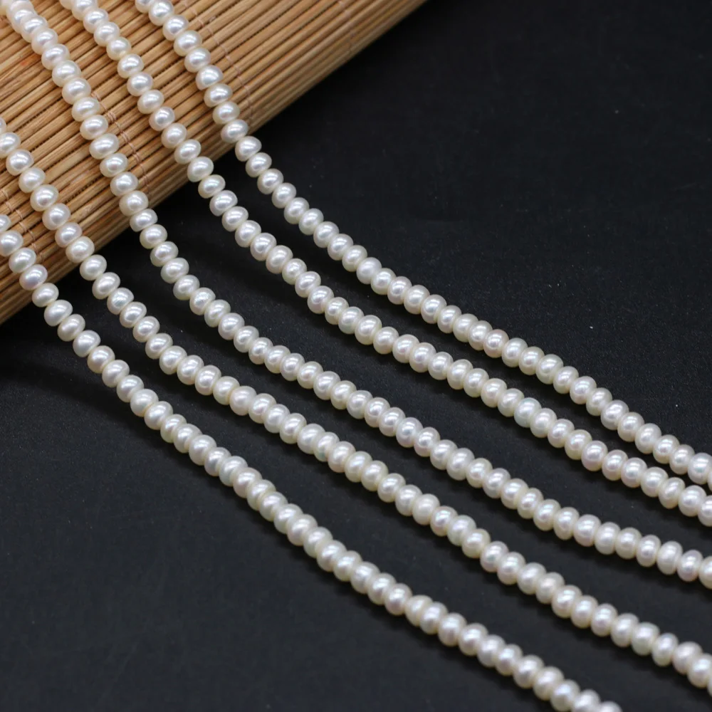 Fine 100% Natural Freshwater Pearl Beads Flat Shape Loose Beads Fit Jewelry  Making DIY Bracelet Necklace Women Gifts Size 4-5mm