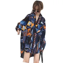 

Hawaiian Shirts Harajuku Vintage Women's Beach Shirt Button Up Cardigan Long sleeve Chiffon Blouse spring and fall Top New2021