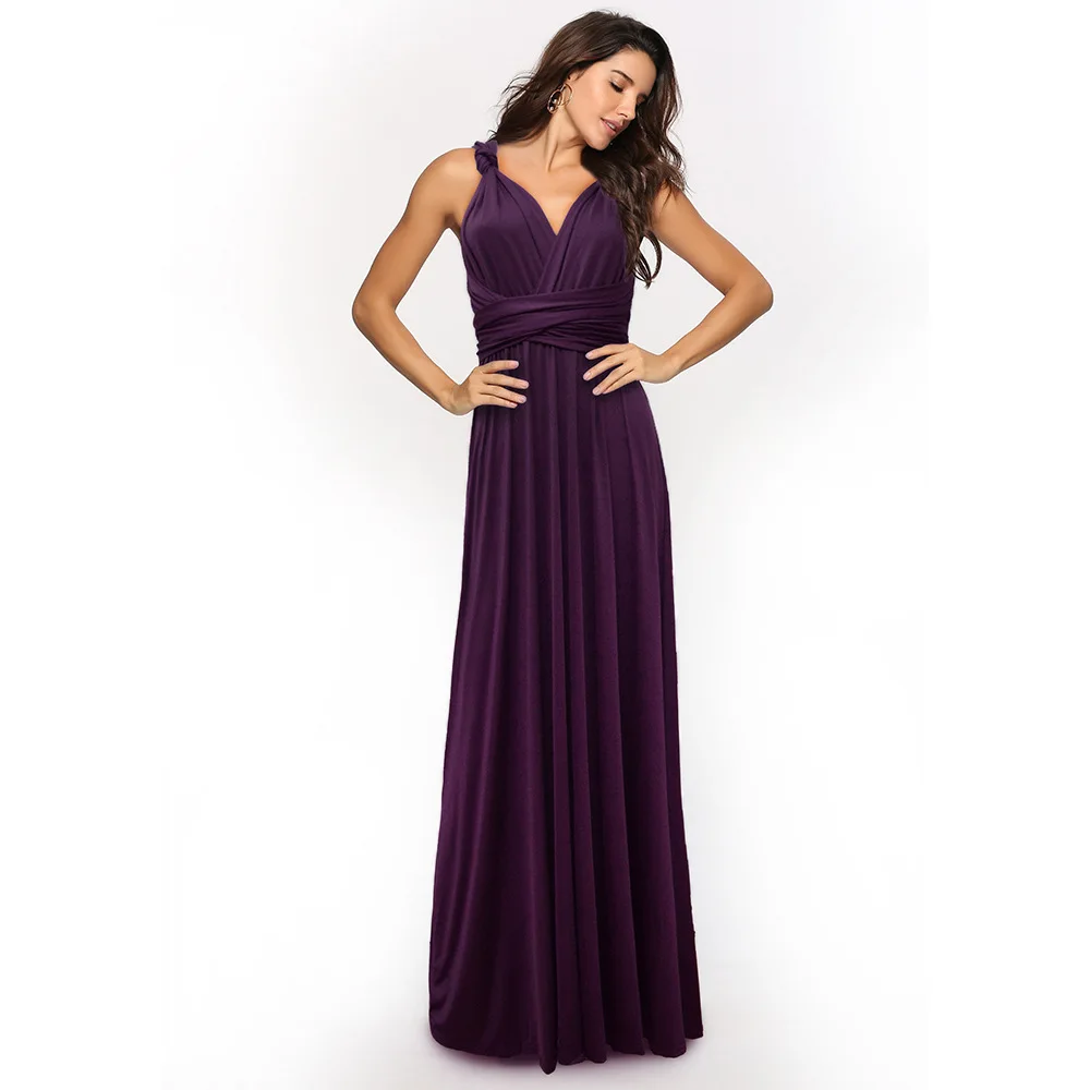 Сексуальное женское многоканальное платье-трансформер, бохо, макси, для клуба, красное платье, Бандажное длинное платье, вечерние, для подружек невесты, бесконечное платье, Longue Femme - Цвет: Dark Purple