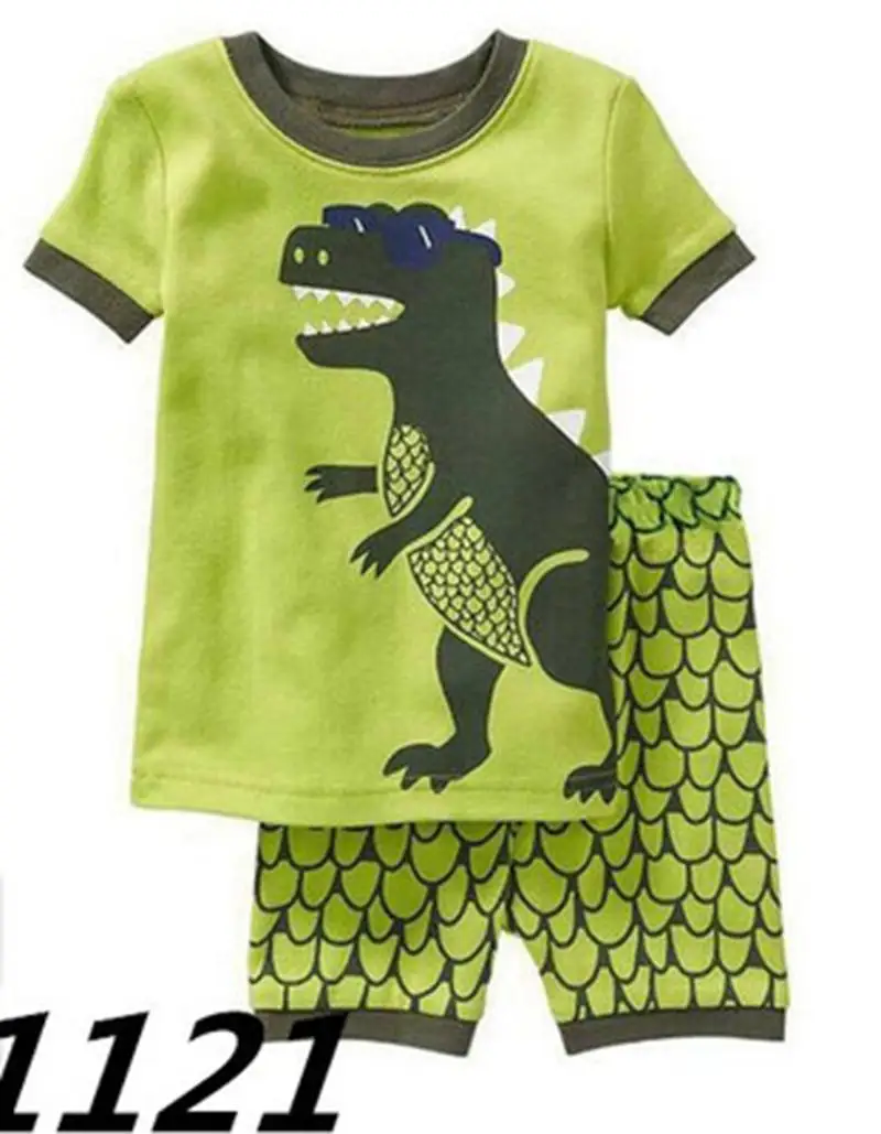 Дизайн! 1 компл./лот, детские пижамы для маленьких мальчиков Домашняя одежда с короткими рукавами летняя хлопковая одежда для сна детская мягкая Ночная одежда - Цвет: Темный хаки