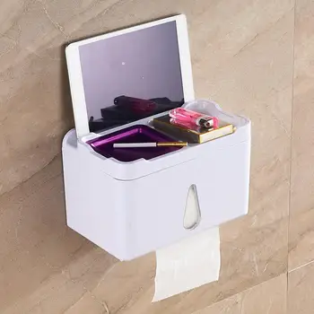 

Toilet Paper Holder with Ashtray Waterproof Punch-free Bathroom Wall Mounted Roll Paper Tube Storage Box Tray Tissue Box Shelf