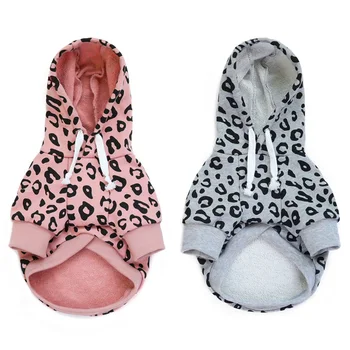 Dog Leopard Hooded Sweatshirt with Hat Dogs Clothes Lightweight Puppy Hoodie for Small Dog Cat Doggy Hoody Outfits Cat Apparel 1
