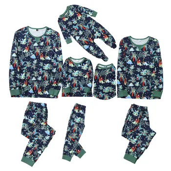 安い #クリスマス2020 Pijamasバーラデナビダドおなじみ子供服恐竜男パパプリントパンツクリスマスパジャマファミリークリスマスパジャマ