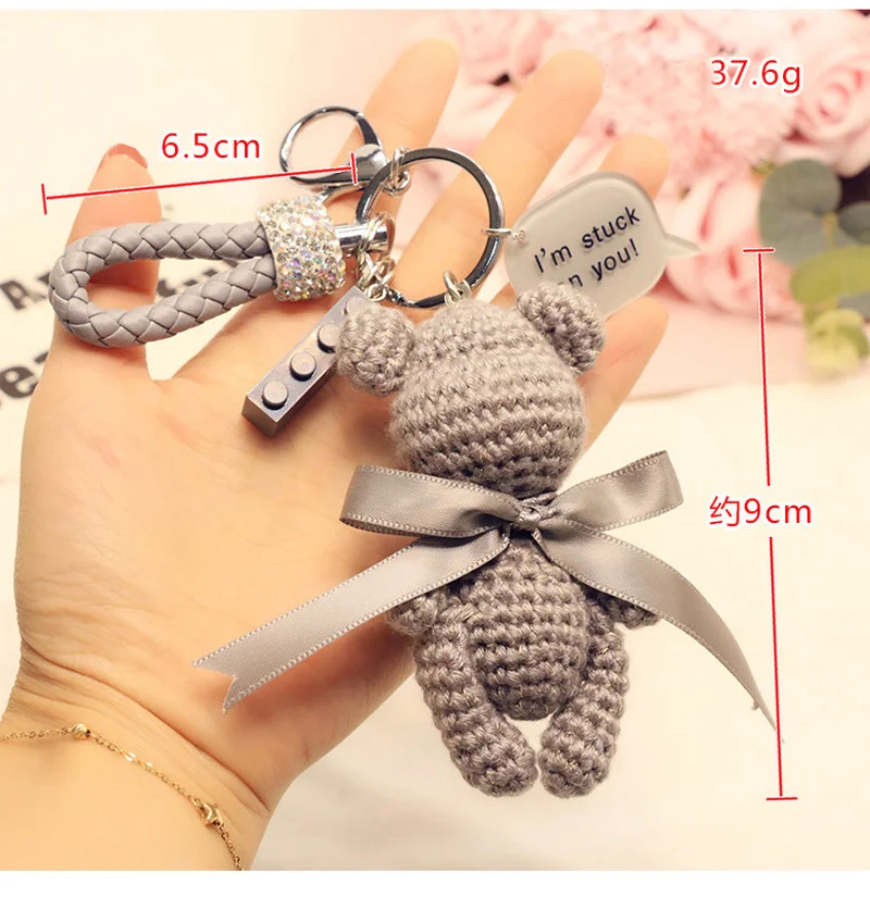 Роскошный вязаный брелок ручной работы с мишкой Микки-Маусом, брелок с мишкой-бомгомом, брелок с мишкой попобе, брелок для ключей Porte Clef, зима, Рождество