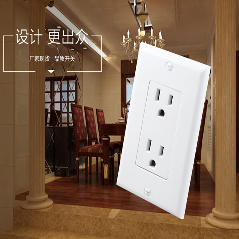 

UL Socket NEMA5-15 US Standard US Socket(15A), White, AC 110~220V, Wall Powerpoints With Plug