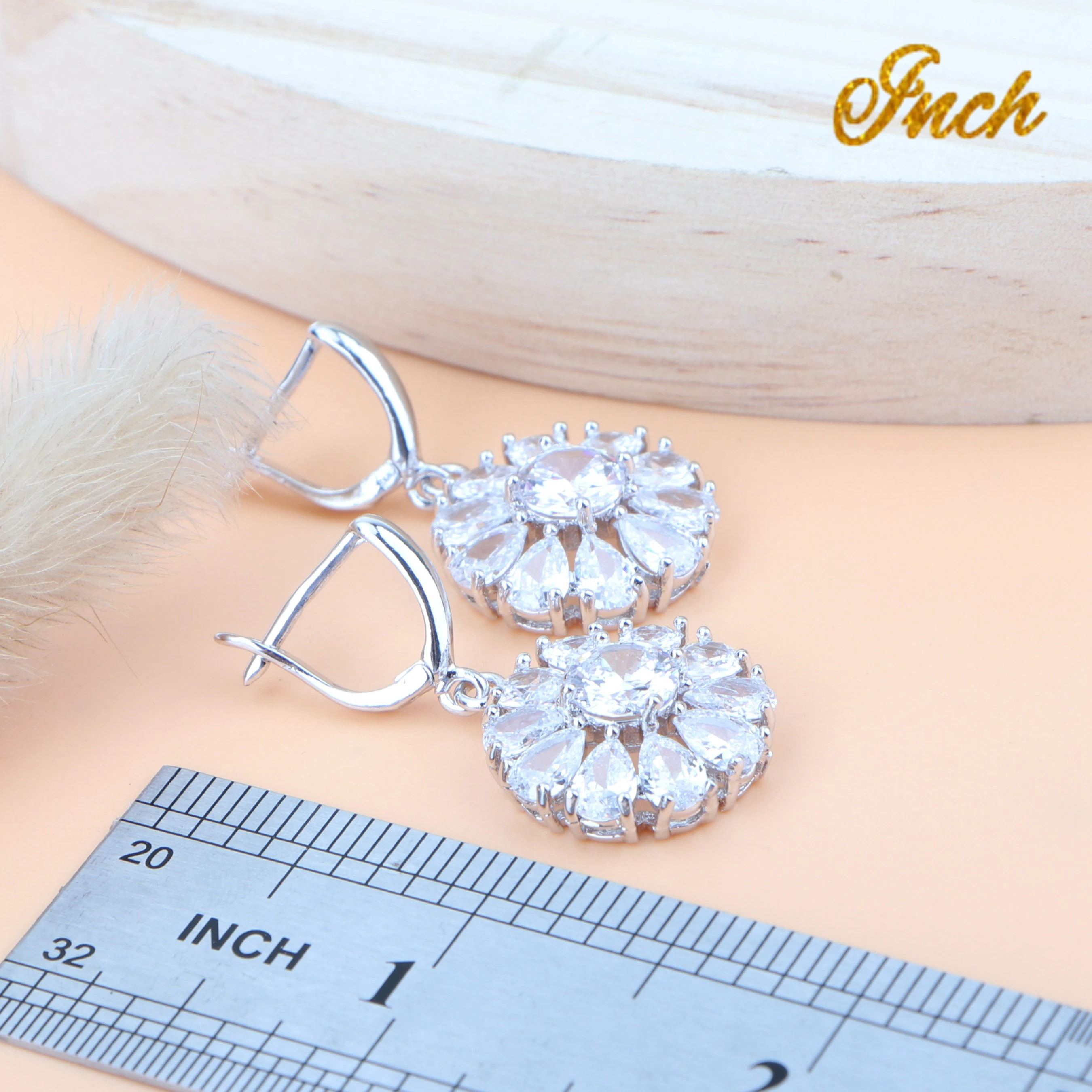 White Cubic Zirconia Bridal Jewelry Sets Costume Silver 925 Earrings Women Wedding Jewelry Pendant Bracelet Ring Necklace Sets