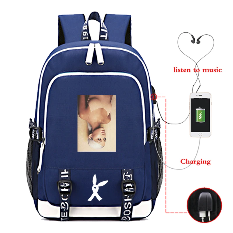 17 Mochila Feminina Ariana большая сумка-рюкзак USB зарядка Рюкзак для ноутбука школьные сумки для подростков девочек мальчиков Большая Парусиновая дорожная сумка - Цвет: 17