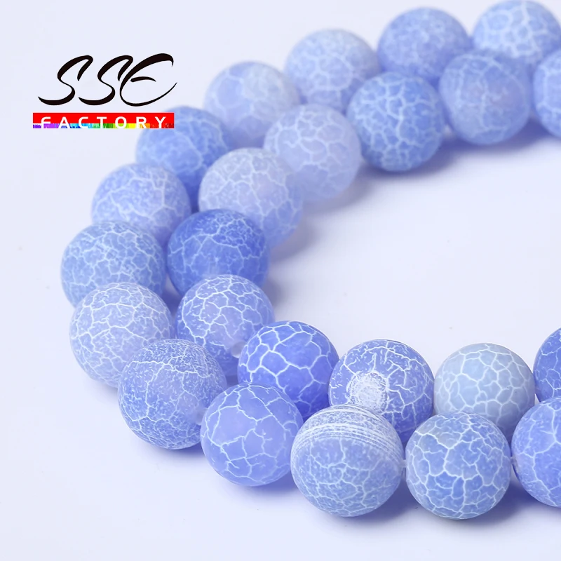 

Круглый Мороз трещины синий краб Агаты бусины натурального свободные бусины для самостоятельного изготовления ювелирных изделий Браслеты ожерелья 15 ''4/6/8/10/12 мм A43