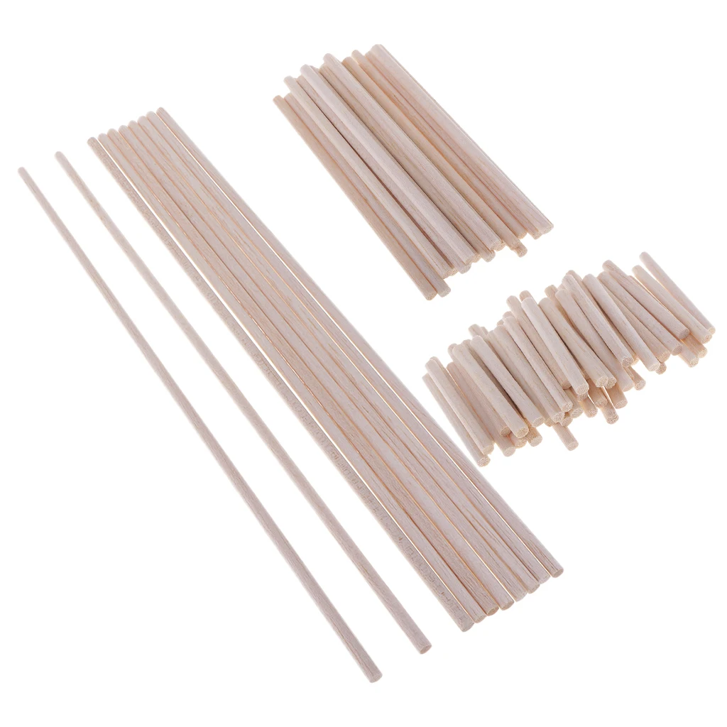 10/20/50pc Balsa Wood Unfinished Craft Round Sticks Dowel Rod Model Building