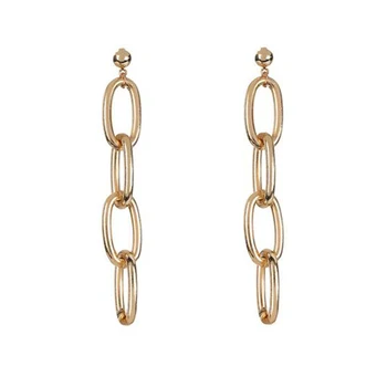 

Creative Link Chain Drop Earrings Fashion Jewelry Elegant Simple Gold Silver Color Long Metal Tassel Earrings for Women
